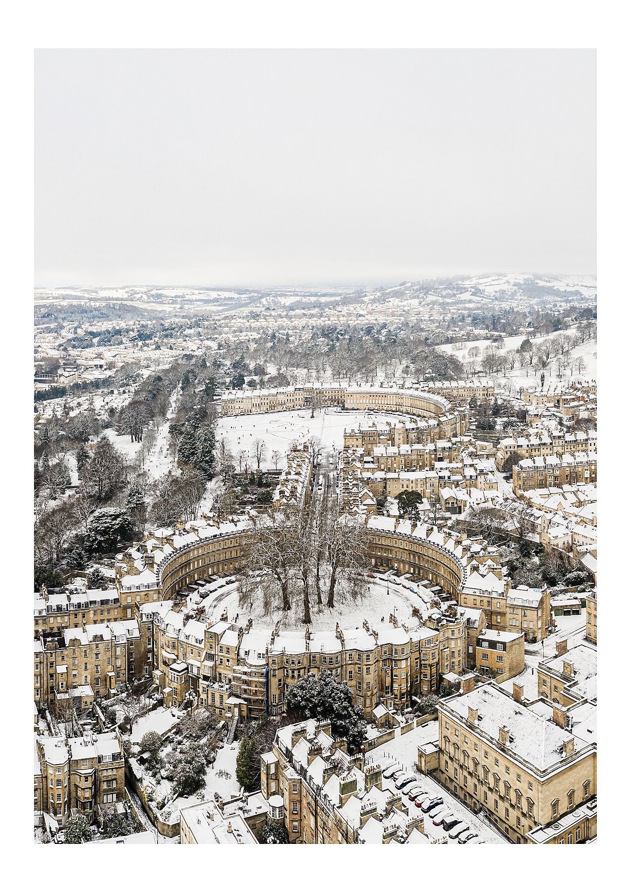 The Circus & Royal Crescent in the Snow (Portrait)