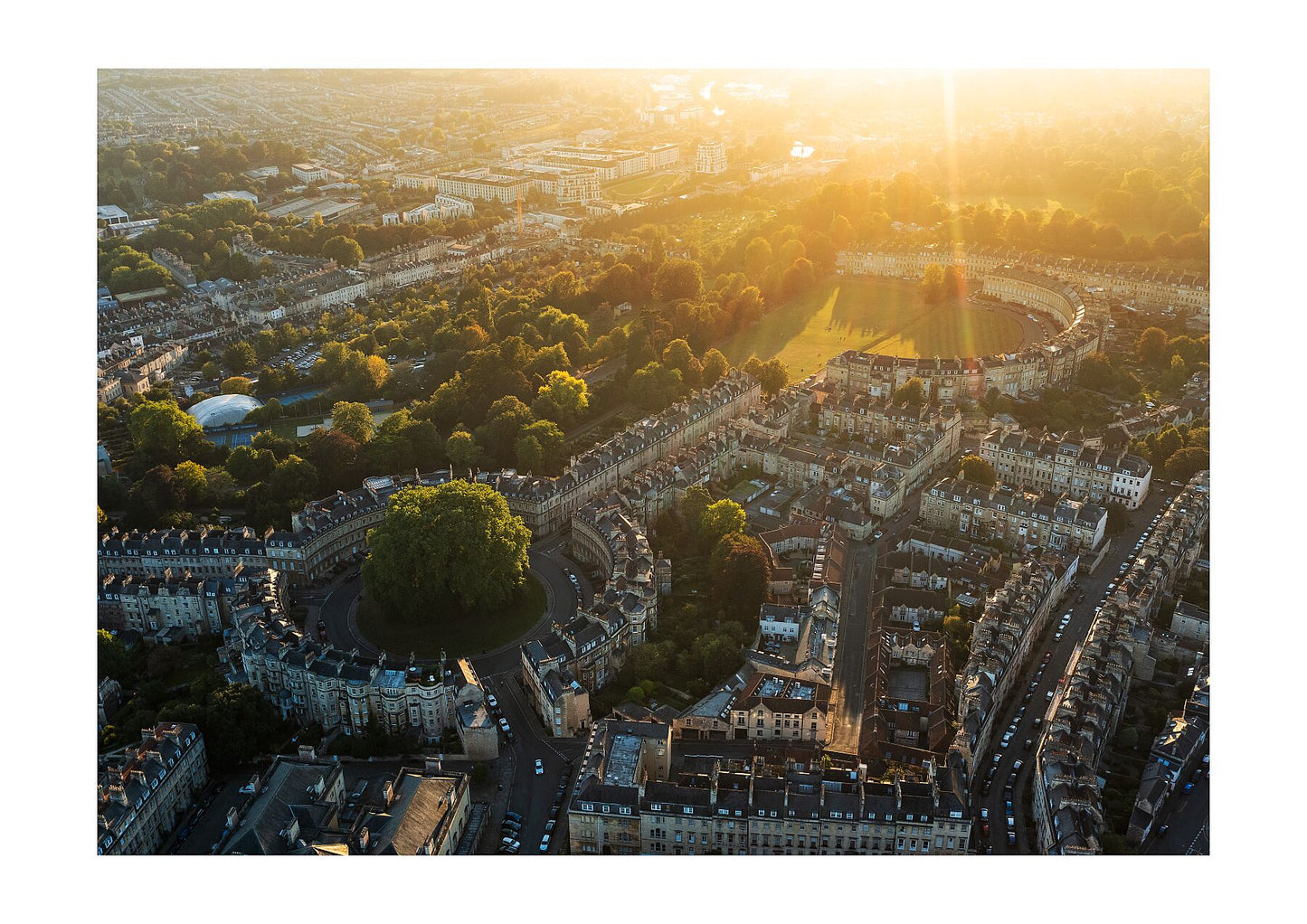 Prints of Bath - The Circus & Crescent Sunset - Limited Edition A1 & A2